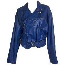 Preowned Gianni Versace Safety Pin Royal Blue Leather Jacket 2 500 Liked On Polyvore Featuring Colorful Leather Jacket Versace Jacket Blue Leather Jacket