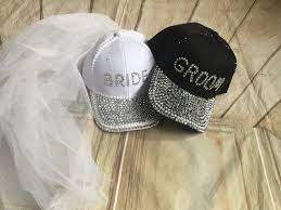 This Custom Made Baseball Cap For The Bride Groom It Will Make A Great Wedding Gift This Listing Is For One Bri Bachelorette Veil Bride Hat Veil Bride Hat
