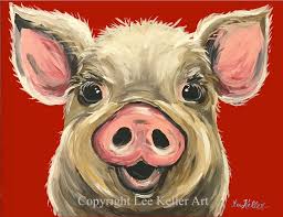 Pig Art Pig Decor Pig Print From Original Pig On Canvas Etsy Pig Art Animal Paintings Farm Animal Paintings
