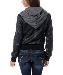 Empyre Sierra Black Hooded Bomber Jacket Zumiez Hooded Bomber Jacket Girls Bomber Jacket Faux Leather Bomber Jacket