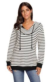 Black And White Striped Hoodie Women S Black White Stripes Casual Women Hoodie Kadin Pijama