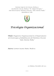 La tarea principal del psicólogo organizacional es desarrollar y potencializar el capital humano para contribuir al desarrollo organizacional efectuar observación, entrevistas y aplicar encuestas y cuestionarios para diagnosticar el clima y la cultura organizacional. Pdf Psicologia Organizacional
