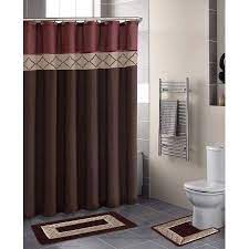 Unique bathroom accessories ideas with camo bathroom sets. Dynasty Burgundy Diamond 15 Piece Bathroom Accessory Set 2 Bath Mats Shower Curtain 12 Fabric Covered Rings Walmart Com Bathroom Curtain Set Bathroom Shower Curtain Sets Bathroom Shower Curtains