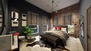 This bedroom makes the most of thick black joinery suns the bed and floor, while simple white furniture and a host of prints tie it all in. Industrial Style Bachelor Bedroom Sandringham Interiors