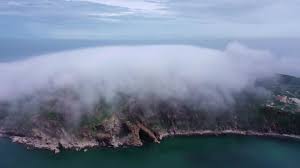 Aerial footage shows Chinese island blanketed by fog