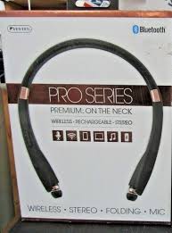 Amazon Com Sentry Pro Series Premium On The Neck Wireless Rechargeable Stereo Headset Folding Built In Mic Bluetooth Black With Rose Gold Mic Stereo Bluetooth
