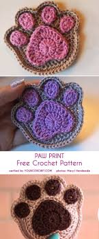 Paw Print Crochet Ideas And Free Patterns Crochet Coasters Free Pattern Paw Crochet Crochet Coasters