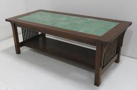 My aunt asked me about an oak coffee table she had. Stickley Style Mission Oak Coffee Table W Tile Top