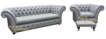 Shop for leather sofas & couches at cb2. Chesterfield Grosvenor 3 Seater Armchair Footstool Sofa Settee Buttoned Seat Silver Birch Grey Leather