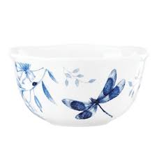 A neat ring of foliage circles a white center with a pink, mint, blue, or yellow border. Butterfly Meadow Toile Blue 4 Piece Set Dessert Bowls By Lenox Buy Online In Faroe Islands At Faroe Desertcart Com Productid 20539751