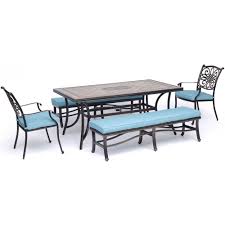 Corner kitchen table with bench. Hanover Monaco 5 Piece Dining Set In Blue With 2 Dining Chairs 2 Cushioned Benches And