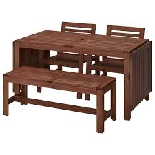 Applaro Table 2 Armchairs And Bench Outdoor Brown Stained Ikea Outdoor Dining Furniture Wooden Outdoor Furniture Patio Dining Furniture