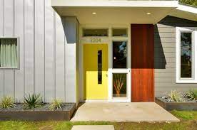 See more ideas about yellow front doors, yellow doors, door color. Mid Century Modern Entryway Modern Colonial Front Door In Yellow With Narrow Glass Panel Glass Wi Contemporary Front Doors Yellow Front Doors Modern Front Door