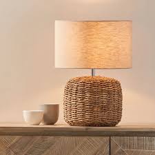 Neutral Woven Table Lamp Base with Jute Drum Lampshade – Natural Textu –  Click Style
