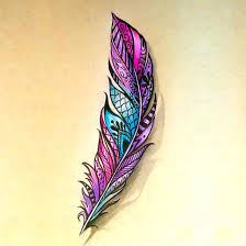 However, a small peacock feather can be drawn on this surface. Great Colorful Feather Tattoo Design
