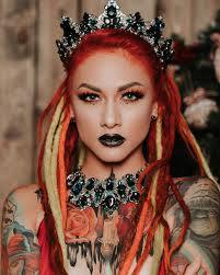 Wearing jewelry from the talented @alexwhite.aw Photo  @victoriawonkaphotography #lenascissorhands #infectedrain #new #bananas  #youtube #dreads #dreadlocks #colorful #makeup #makeupartist #greeneyes  #myart #vegan #tattoo #tattoos #tattoomodel #ink ...