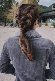 Double French Braids Into Low Ponytail Long Hair Ideas Brunette Hair Dutch Braid Hairstyles Pretty Hairstyles Hair Styles