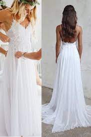 Open Back White Lace Spaghetti Straps Beach Cheap Wedding Dresses Bridal Gowns Ld354 Cheap Beach Wedding Dresses Beach Wedding Dresses Backless Online Wedding Dress