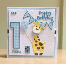 Handmade Happy Birthday Greeting Card For Kids First Birthday Card Handmade Marianne Giraffe Die Tonic Number Die For More Of My Cards Please Vi First Birthday Cards Baby Birthday Card Cards Handmade