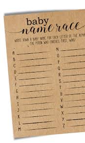 Only one country with their names beginning with 'o'. Baby Name Race Baby Shower Game Alphabet Baby Game Rustic Etsy Country Baby Shower Baby Shower Game Cards Pastel Baby Shower