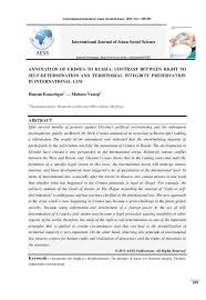 International journal of research in business and management (ijrbm) issn: Pdf Annexation Of Crimea To Russia Contrast Between Right To Self Determination And Territorial Integrity Preservation In International Law International Journal Of Asian Social Science Contribution Originality Thuong Pham Academia Edu