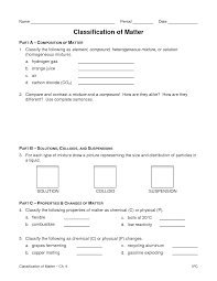 Properties Of Matter Worksheets Classification Of Matter Worksheet Doc Matter Worksheets Chemistry Worksheets Matter Science