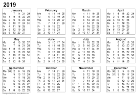Fillable june 2020 calendar printable pdf, word, excel template. 2019 Calendar Pdf Printable Year Calendar