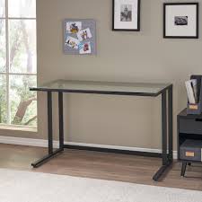 Extra accessories of the desk include a display shelf and a sliding keyboard tray. Christopher Knight Home 296626 Eghan Clear Tempered Glass Computer Desk Black Office Products Desks Vit Edu Au