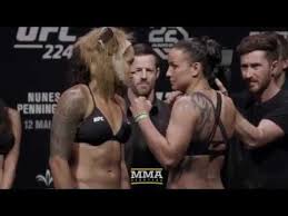 Mma Ufc 224 Amanda Nunes Wears Lion Mask For Weigh In Staredown With Raquel Pennington Mma Fighting Mma Fighting Amanda Nunes Ufc News
