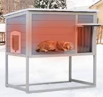 FURRYFECTION Outdoor-Cat-House, Large Wooden Weatherproof Pet House for  Multiple Cats with fold-up Stair & Visible Side Window