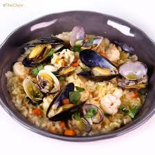 Seafood Risotto Recipe By Mario Batali Seafood Risotto Risotto Recipes The Chew Recipes