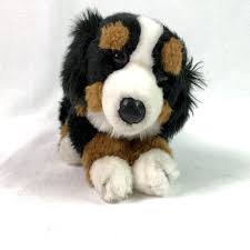 Black And White Dog Stuffed Animal Animal Alley Mountain Dog Plush Brown Black Puppy 13 Toys R Us Stuffed Toy In 2020 Black Puppy Plush Dog Animals