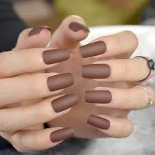 The term acrylic nails have become very common nowadays. Amazon Com Coolnail Matte Coffee Brown Square Head False Nails Middle Long Full Cover Chocolate Fake Nail Acrylic Nail Tips Finger Art Beauty