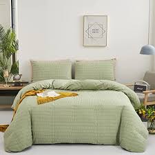 Twin xl full/queen king california king bedspread bedding sets comforter bedding sets comforters coverlet bedding sets duvet cover bedding sets quilt bedding sets quilts sheet sets crib toddler standard twin twin extra long full full. Amazon Com Jumeey Green Comforter Set Queen Sage Green Comforter Seersucker Bedding Full Boys Men Light Green Full Size Bedding Sets 3 Piece Women Gauze Comforters Girls Sage Bedding Sets Queen Home