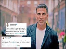 With skyrocketing fuel prices, the cost of petrol in delhi is nearing rs 90 per litre mark after an increase of rs 0.26. Clean Up Your Bicycles Akshay Kumar S Old Tweet On Fuel Prices Goes Viral