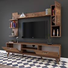Rani A9 Duvar Rafli Kitaplikli Tv Unitesi Duvara Monte Dolapli Modern Ayakli Tv Sehpasi Ceviz M25 Mobilya Urun Tasarimi Oturma Odasi Tasarimlari