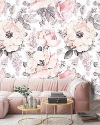 Removable Peel N Stick Wallpaper Self Adhesive Wall Mural Watercolor Pink Floral Pattern Nursery Room Decor Girl S Peonies Roses Nursery Room Decor Room Decor Peel N Stick Wallpaper