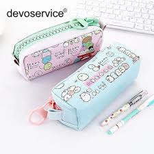 Cartoon Cute Big Zipper Pencil Case Kawaii Large Capacity Leather Storage Bag For Student Station Zipper Pencil Case Stationery Gift Office And School Supplies