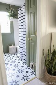 Easy to install and use · no power tools required Our Bathroom Makeover With Black And White Peel And Stick Floor Tile Cuckoo4design