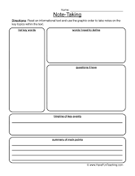 6th Grade Summarizing Worksheets Informational Text Note Taking Worksheet In 2020 Informational Text Note Taking Graphic Organizers