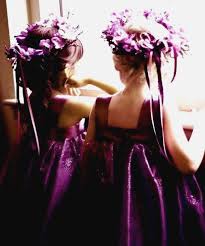 Two Flower Girls That Are Too Cute In Their Purple Dresses And With Purple Wreaths Of Flowers On Their Head Keywords Purple Flower Girls Wedding Flower Girl