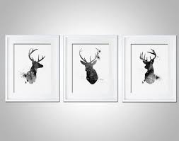 Black And White Deer Wall Art Watercolor Art Print Black White Deer Head Box By Amourableart Purple Art Print Watercolor Art Prints Pop Art Artists