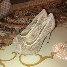 Guess Shoes Guess White Cream Lace Heels Peep Toe Pumps Poshmark