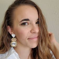 Diamond Ring Bride Earrings, Beaded Diamond Ring Bridal Earrings, Seed Bead  Bridal Earrings, Bride Earrings as Gifts, Beaded Bridal Earrings