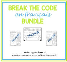 Break The Code En Francais Bundle Coding French Numbers Student Resources
