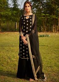 Black And Gold Party Dress Pakistani Black And Gold Embroidered Palazzo Suit Indian Party Wear Pakistani Outfits Indian Bridal Wear