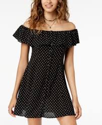 Black And White Dresses Juniors Be Bop Juniors Off The Shoulder A Line Dress Black White Dot Xxl A Line Dress Dresses Junior Dresses