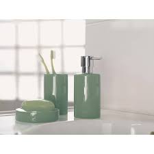 Soap dish dispenser bath tumbler toothbrush holder toilet brush set. 4 Piece Bathroom Accessories Set Spirella Tube Green Stoneware Overstock 31138078