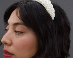 Luna Headband, Vintage Beaded Headband, Wedding Hair Accessory, 90s  Deadstock Vintage, 90's Minimalism