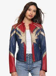Her Universe Marvel Captain Marvel Star Girls Faux Leather Jacket In 2021 Marvel Clothes Marvel Jacket Leather Jacket